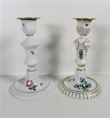 Zwei Prunkkerzenleuchter, Augarten, Wien, 2. Hälfte 20. Jahrhundert - Jewellery, antiques and art