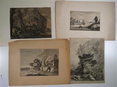 Konvolut von vier Landschaftsstichen, 17./18. Jahrhundert - Gioielli, arte e antiquariato