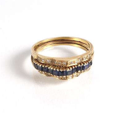 Saphir Diamantring 2-teilig - Jewellery, antiques and art