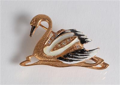 Diamantbrosche "Schwan" - Gioielli, arte e antiquariato