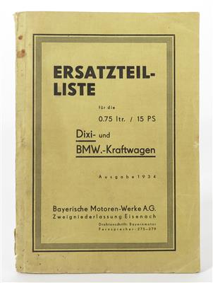 Dixi- und BMW-Kraftwagen "Ersatzteil-Liste" - Schmuck, Kunst & Antiquitäten