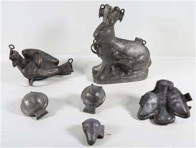 Sammlung von sechs Zinn-Marzipan-Figuren, 19./20. Jahrhundert - Jewellery, antiques and art