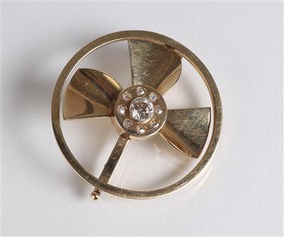 Diamantbrosche "Turbine" - Schmuck, Kunst & Antiquitäten