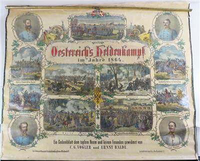 Gedenkblatt (Plakat) für das k. k. österreichische Heer 1864 - Klenoty, umění a starožitnosti