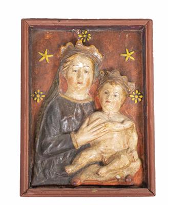 Reliefbild Madonna mit Kind, nach Renaissancevorbild, 18. Jahrhundert - Klenoty, umění a starožitnosti