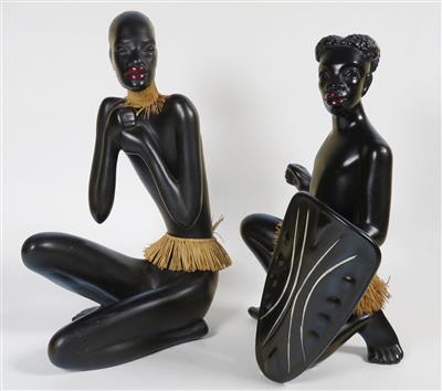 Zwei Afrikaner, Gmundner Keramik, 1954-69 - Schmuck, Kunst & Antiquitäten