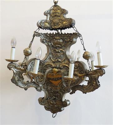 Neunflammiger Kronleuchter in Form einer Ampel, 19. Jahrhundert, unter Verwendung barocker Teile - Jewellery, Works of Art and art