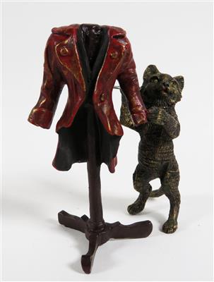 Wiener Bronze, 'Katze als Schneider', Franz Bergmann, 1. Hälfte 20. Jahrhundert - Klenoty, umění a starožitnosti