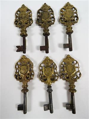 Konvolut von sechs Schlüsseln im Barockstil, 19. Jahrhundert - Jewellery, Works of Art and art