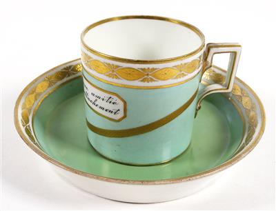 Freundschaft-Tasse mit Untertasse, kaiserliche Manufaktur, Wien, 1808 - Schmuck, Kunst & Antiquitäten