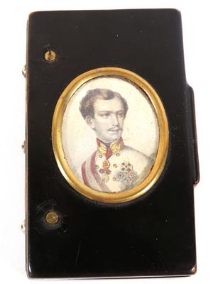 Tabatiere mit Brustbild des jungen Kaiser Franz Joseph I., Mitte 19. Jahrhundert - Klenoty, umění a starožitnosti