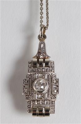 Diamantanhänger an Karreehalskette - Gioielli, arte e antiquariato