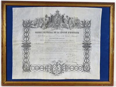 Verleihungsurkunde für den französischen Orden der Ehrenlegion - Gioielli, arte e antiquariato