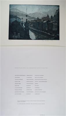 Grafikmappe Salzburger Kunstverein 1982 mit zehn Grafiken in unterschiedlichen Drucktechniken: - Klenoty, umění a starožitnosti