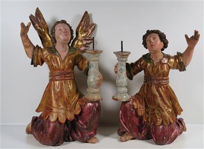 Paar provinzielle Leuchterengel, 18. Jahrhundert - Jewellery, Works of Art and art