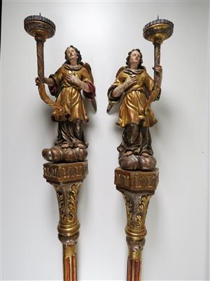 Paar Prozessionsstangen mit Leuchterengel, 19. Jahrhundert - Klenoty, umění a starožitnosti