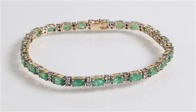 Brillant Smaragd Armband zus. ca. 0,50 ct - Schmuck, Kunst & Antiquitäten