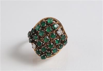 Diamant Smaragd Damenring - Klenoty, umění a starožitnosti
