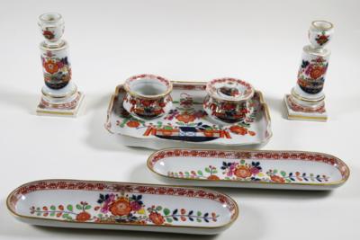 5-teiliges Tintenzeug und Paar Kerzenhalter, Meissen, 19. Jahrhundert - Gioielli, arte e antiquariato