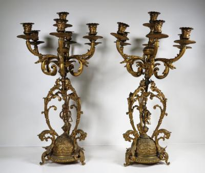 Paar siebenflammige Kandelaber, Ende 19. Jahrhundert - Jewellery, Works of Art and art