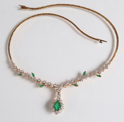 Brillant Smaragdcollier zus. 4,61 ct - Gioielli, arte e antiquariato