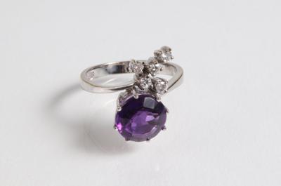 Brillant Amethyst Damenring - Klenoty, umění a starožitnosti