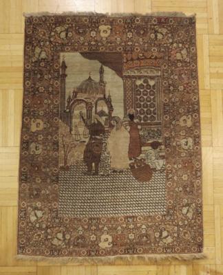 Figuraler Täbriz-Teppich, Nordwest-Persien, Mitte 20. Jahrhundert - Klenoty, umění a starožitnosti