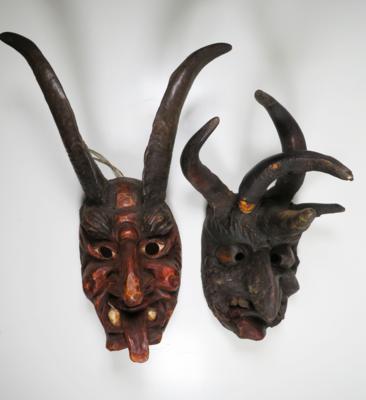 Zwei Perchtenmasken, Tirol, 20. Jahrhundert - Schmuck, Kunst & Antiquitäten