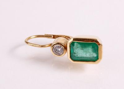 1 Brillant Smaragd Ohrring - Schmuck, Kunst & Antiquitäten