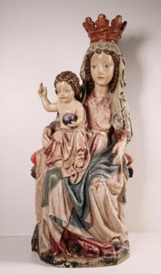 Thronende Madonna mit Kind, in spätgotischem Stil, 20. Jahrhundert - Antiques, art and jewellery