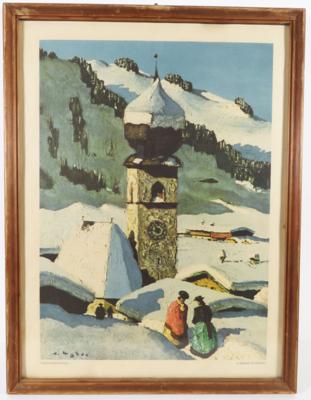 Antiquarischer Druck aus dem Kunstverlag Alfons Walde (1891-1958) Tiroler Bergdorf, - Antiques, art and jewellery