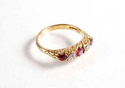 Brillant Rubin Damenring zus. ca. 0,20 ct - Antiques, art and jewellery