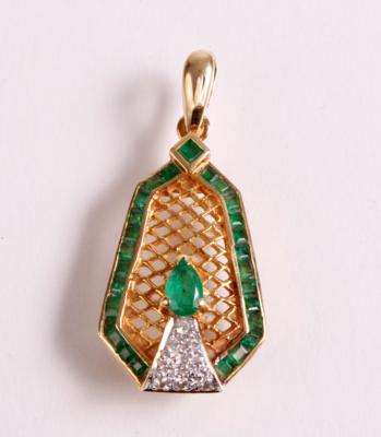 Brillant Smaragd Anhänger - Antiques, art and jewellery