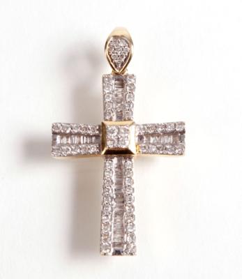 Diamant Kreuzanhänger zus. ca. 0,40 ct - Antiques, art and jewellery
