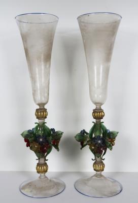 Paar Pokalgläser, Murano, 20. Jahrhundert - Antiques, art and jewellery