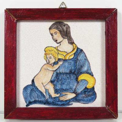 Fliesenbild "Madonna mit Kind", Schleiss, Gmunden - Gioielli, arte e antiquariato