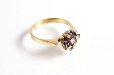 Diamant Saphir Damenring - Klenoty, umění a starožitnosti