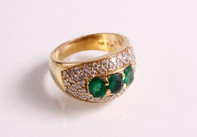 Diamant Smaragdring - Jewellery, antiques and art