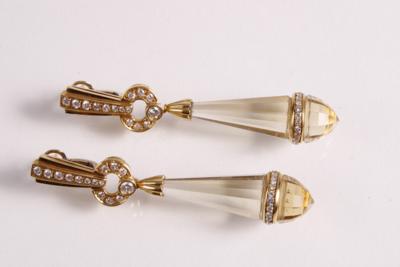 2 Brillant Citrin Ohrsteckclipsgehänge zus. ca. 1,10 ct - Jewellery and watches