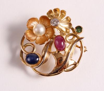 Altschliffdiamant Brosche "Blume" - Jewellery and watches