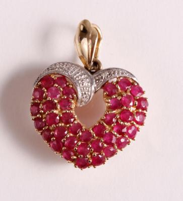 Diamant Rubin Herzanhänger - Jewellery and watches