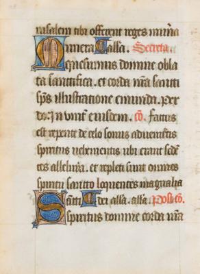 Zwei Blätter aus einem lateinischen Missale, wohl Frankreich, Ende 13. oder Anfang 14. Jahrhundert - Pictures and graphics from all eras