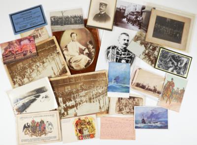 Konvolut Fotos und Karten Altösterreich: Militaria, Kaiserhaus, Adel, PatriotikaKarten 1. Weltkrieg - Pictures and graphics from all eras