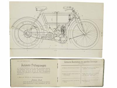 Johann Puch "Typenschein aus 1903 für Modell "a" - Automobilia