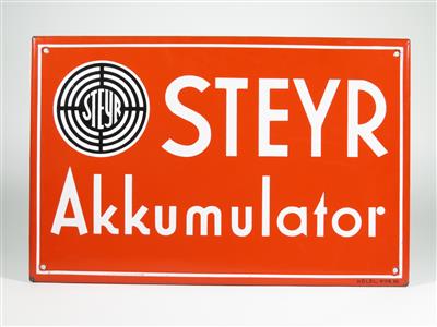 Emailschild "Steyr Akkumulator" - Automobilia