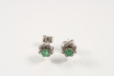 2 Diamant Smaragdohrstecker - Gioielli e orologi