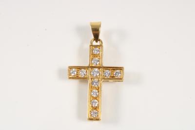 Brillant Kreuzanhänger zus. ca. 1 ct - Gioielli e orologi