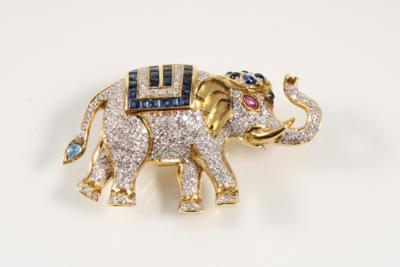 Brillant Anhänger "Elefant" zus. ca. 1 ct - Jewellery and watches