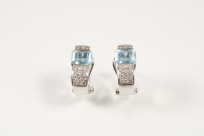 2 Brillant Aquamarin Ohrstecker - Schmuck und Uhren