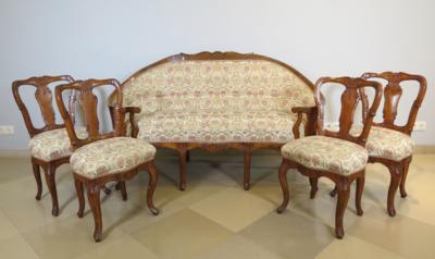 Fünfteilige Sitzgruppe im Barockstil, 19. Jahrhundert - Möbel und Interieur